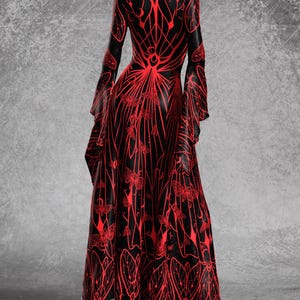 Black Goth Dress, Rave Black Outfit Woman, Gothic Witch Dress, Festival Dress Women, Gothic Dress Women, Witchy Red Dress, Hooded Goth Dress image 7