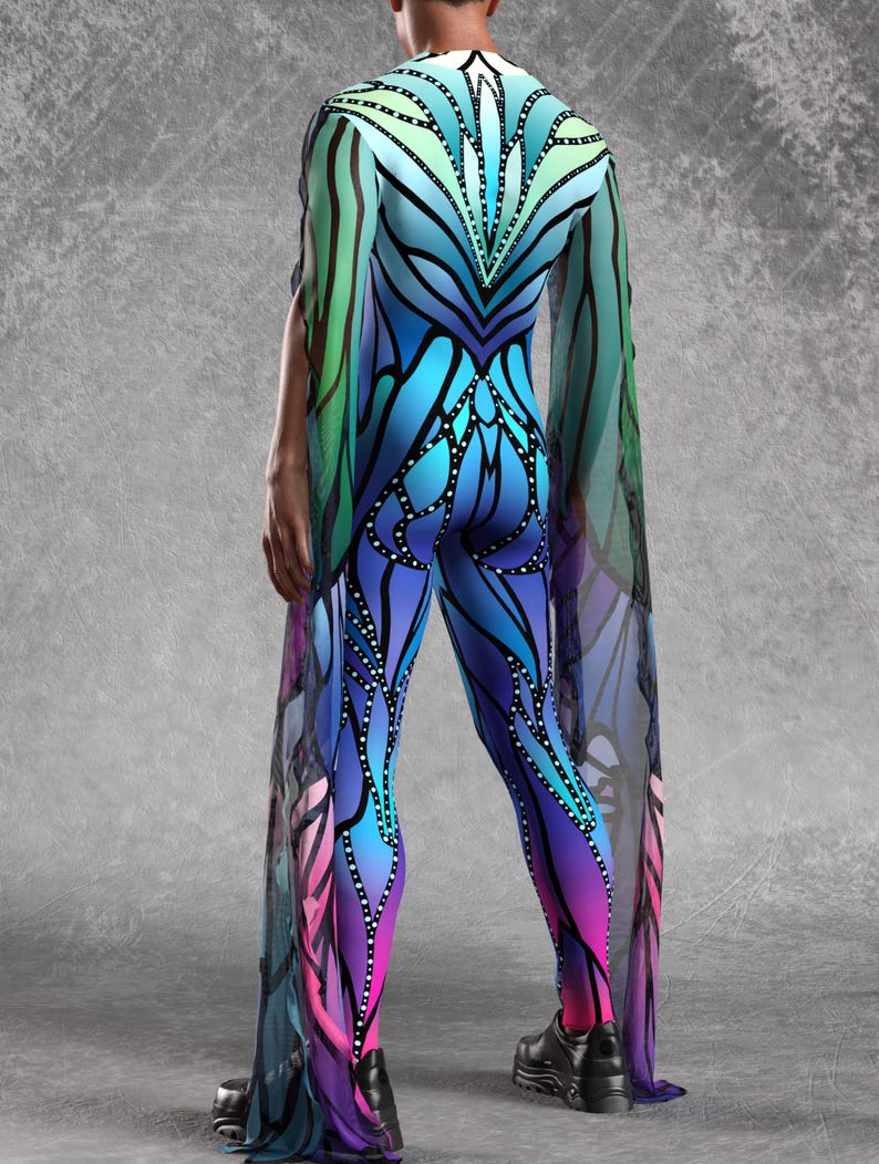 Azure Elemental Mens Costume: Halloween Bodysuit With Slit Sleeves - Etsy