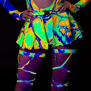 Festival Skirt Woman, Psychedelic Festival Skirt, Rave Buckle Skirt, Rave Outfit Woman, Performance Short Skirt, Micro Buckle Skirt