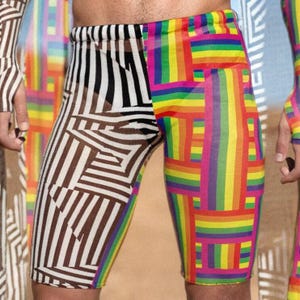 Gay Biker Shorts, Rave Biker Shorts, Pride Shorts, Burning Man Shorts, Mesh Pride Shorts, Men Rainbow Shorts, LGBTQ Shorts, Bisexual Shorts
