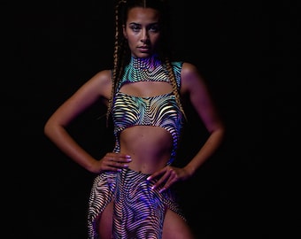 Rave Chaps Leotard, UV Neon Leotard, Clothing Woman, Festival Fashion Leotard, Psychedelic Chaps Leotard, Festival Bodysuit For Woman
