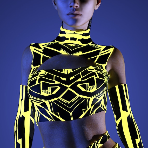 Cutout Rave Top Festival Infinity Crop Top Neon Clothing UV