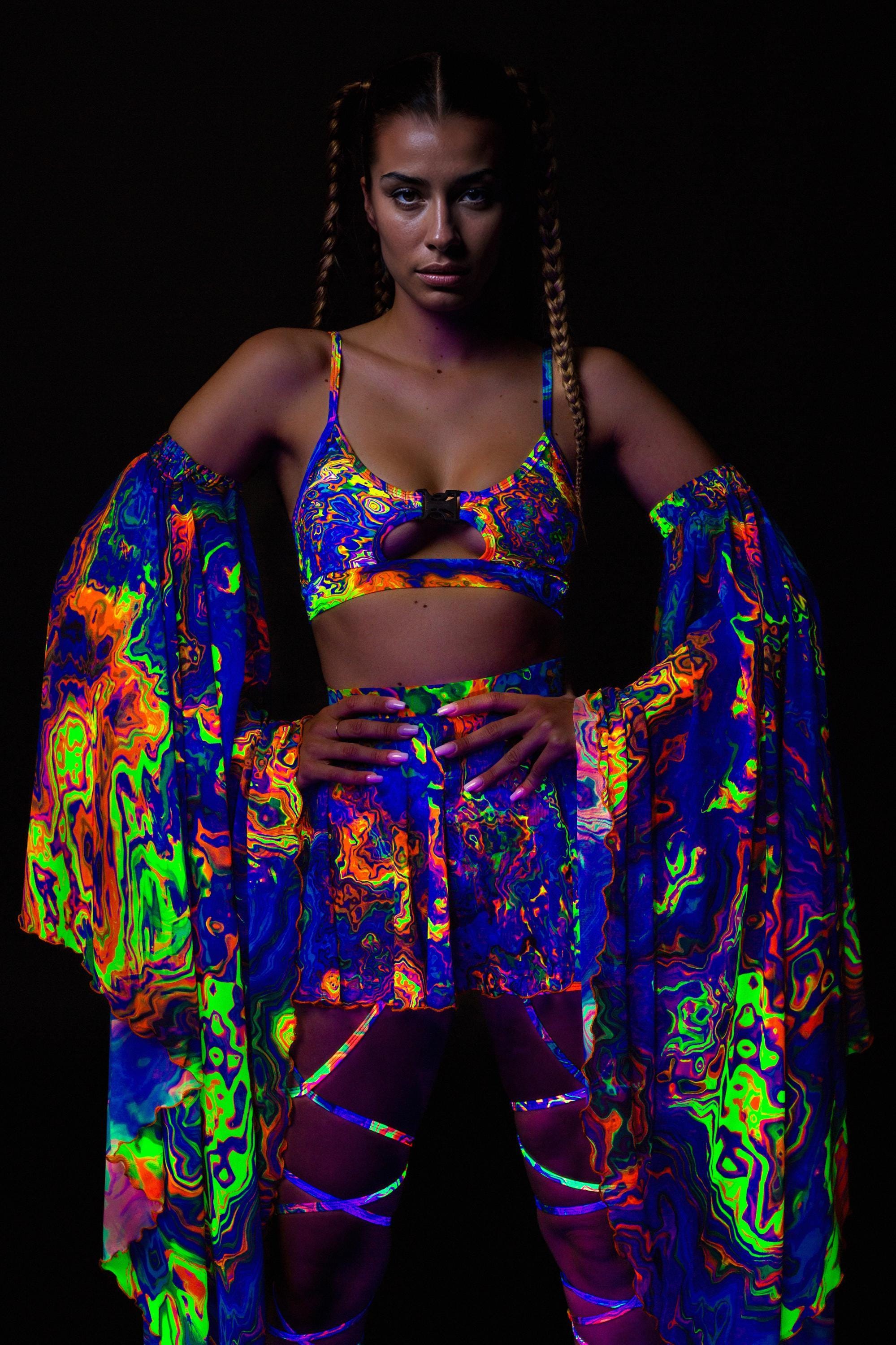 UV Psychedelic Set, Trippy Rave Set, Festival Outfit for Women ...