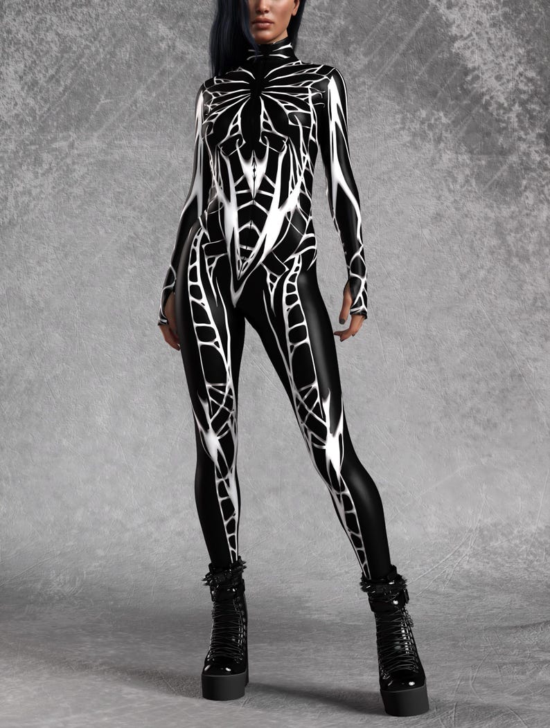 Arachna Dark Wings Halloween Costume Set: Mock Neck Spider Outfit - Etsy