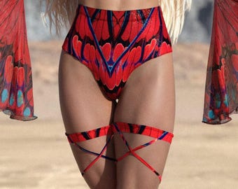 Carmine Cut High Waist Rave Shorts: Festival Party Outfit