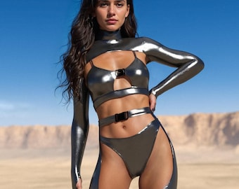 Festival Woman Set, Chaps Set Woman, Burning Man Outfit, Rave Party Outfit Woman, Performance Disco Outfit, Festival Set Woman, Rave-Set
