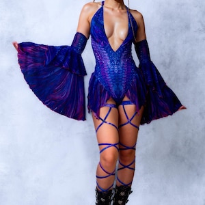 Fairy Rave Bodysuit: Psychedelic Bell Sleeves, Leg Wraps image 7
