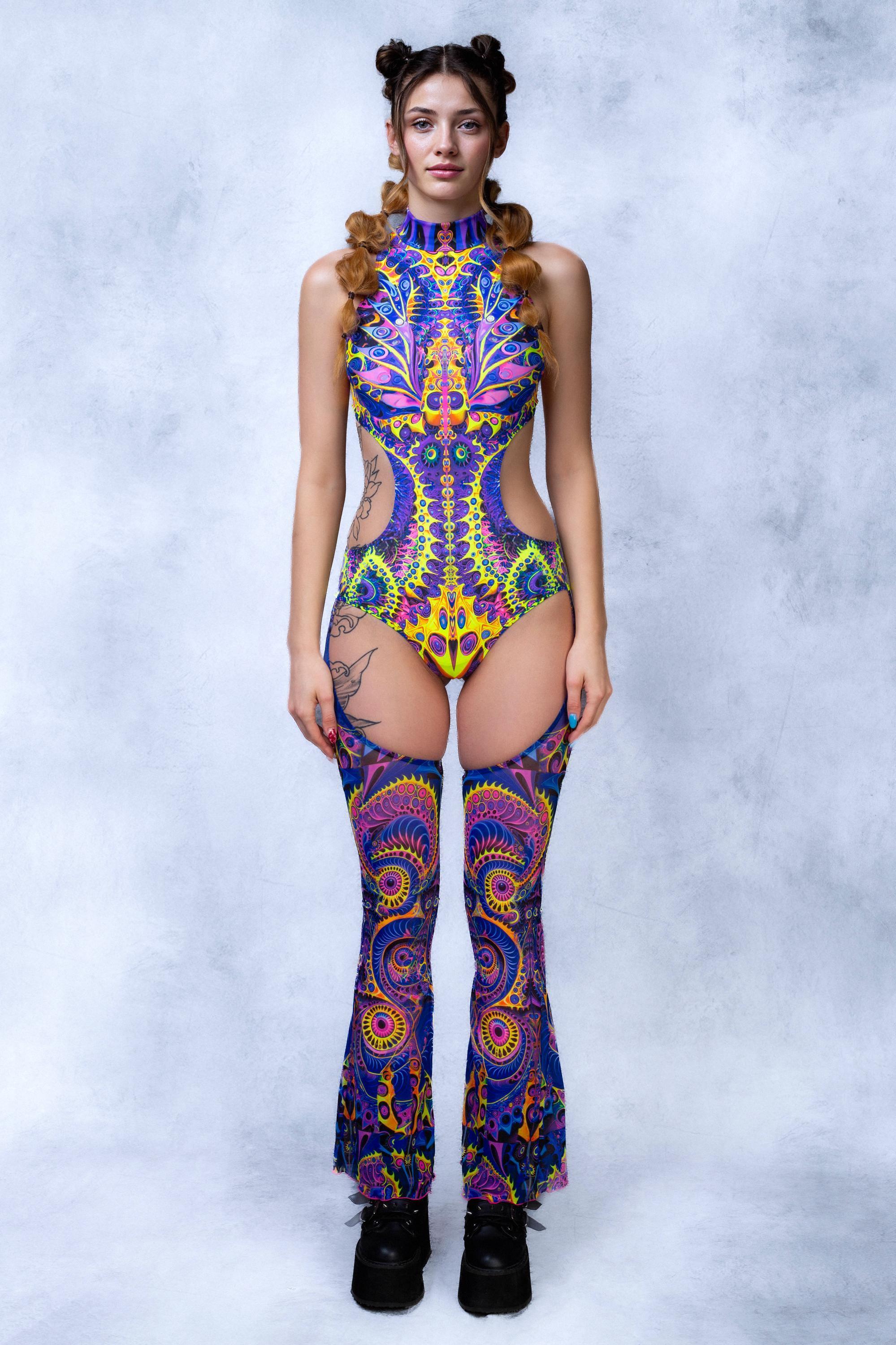 UV Rave Mantle Women, Backless Bodysuit Woman, UV Backless Chaps ...