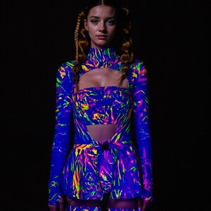 Оpen-Heart Skirt Set, Trippy Rave Set, Festival Fashion, Rave Look, Festival Clothing, Festival Sexy Set, Sexy Festival Outfit For Women