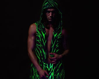 Pantalones psicodélicos reactivos a los rayos UV: ropa para festivales rave para hombre