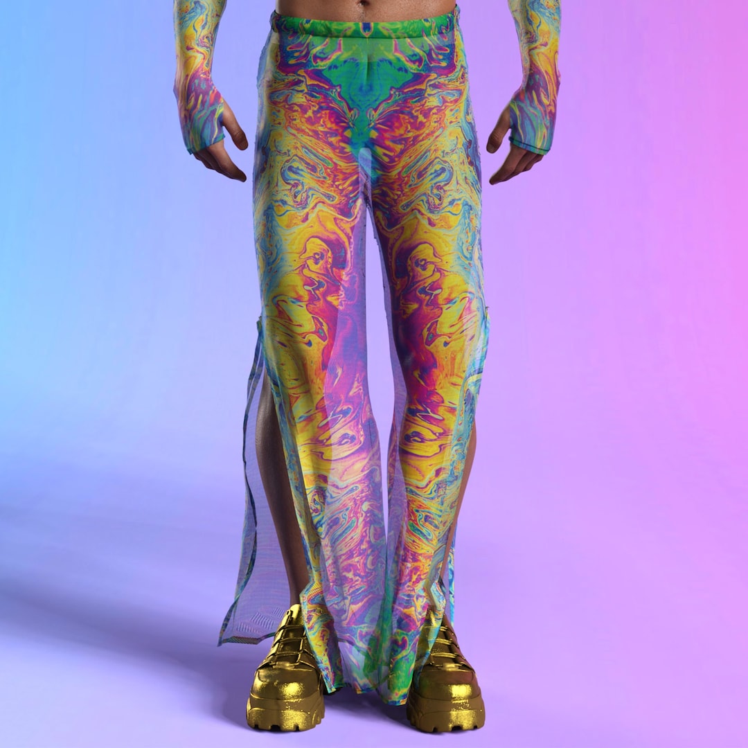 Festival Slit-Front Pants, Multi