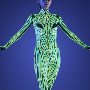 Neon Costume, UV Light Bodysuit, Rave Bodysuit For Woman, Performance Costume Woman, Festival Bodysuit, Festival Outfit, Rave Outfit Woman