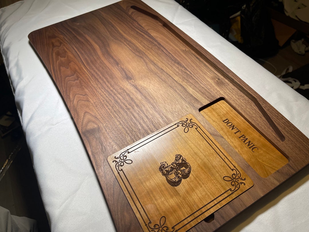 Handmade Wooden Lapdesk for Large Gaming Laptops, Personalized Pen Tray