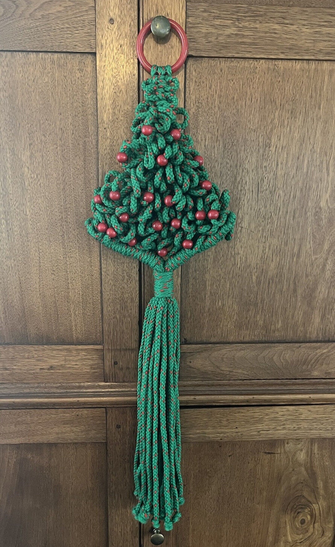 Vintage Macrame Wall Hanging Christmas Tree MCM Mid Century Holiday ...
