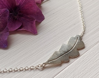 Oak Leaf Necklace - Frosted Silver Oak Leaf - Nature Jewellery - Leaf Pendant - Minimalist - Unique Necklace - Gift for Her