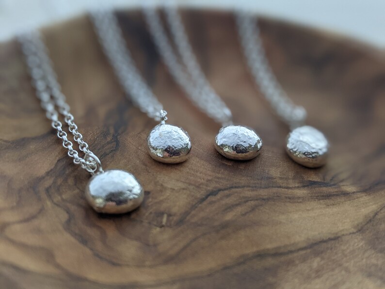 Recycled Sterling Silver Pebble Necklace, Adjustable Belcher Chain - Etsy
