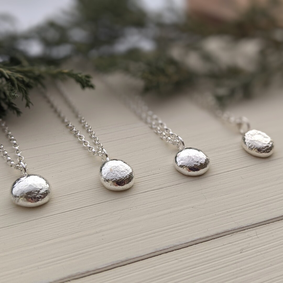 Recycled Sterling Silver Pebble Necklace, Adjustable Belcher Chain - Etsy