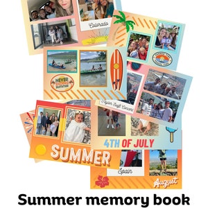 A summer memory book template that is fully customizable and easy to use. A summer scrapbook for kids.