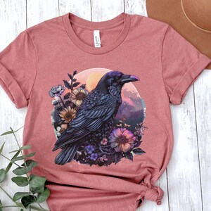 Whimsigoth Raven Shirt Gothic Raven Shirt Boho Crow Shirt Boho Raven Tshirt Witchy Shirt Dark Academia Evermore Shirt Raven Goblincore Shirt