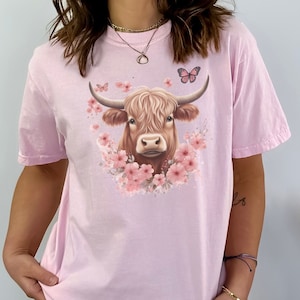 Valentines Comfort Colors Highland Cow Lover Shirt, Comfort Colors CottageCore Highland Lover Cow tShirt, Pink Gorpcore Shirt, Farm Tee
