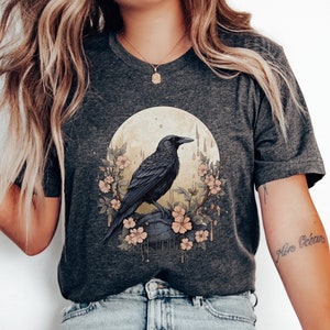 Whimsigoth Raven Shirt Gothic Raven Shirt Boho Crow Shirt Boho Raven Tshirt Witchy Shirt Dark Academia Evermore Shirt Raven Goblincore Shirt