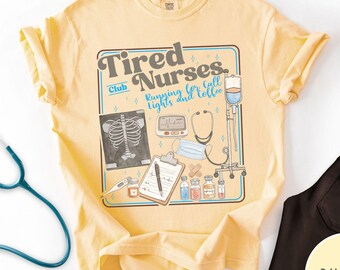 Tired Nurses Club Shirt, ER Nurse Coffee Tee, Comfort Colors RN Gift