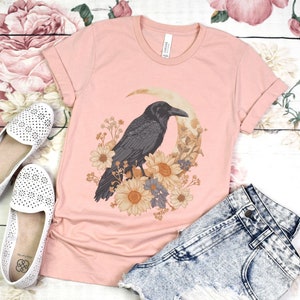 Whimsigoth Raven Shirt Gothic Raven Shirt Boho Crow Shirt Boho Raven Tshirt Witchy Shirt Dark Academia Evermore Shirt Raven Goblincore Shirt
