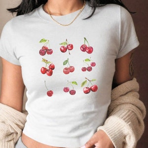 Fruit Y2K Baby Tee Cherry, Y2K Bachelorette Baby Tee, Trendy Top for Farmer Shirt, Y2K 90s Baby Tee, Aesthetic Crop Top Teen Gift Fruity Tee