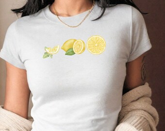 Fruit Y2K Baby Tee Lemon, Y2K Bachelorette Baby Tee, Trendy Top for Farmer Shirt, Y2K 90s Baby Tee, Aesthetic Crop Top Teen Gift Fruity Tee