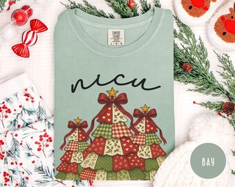 Christmas Neonatal ICU Shirt Comfort Colors, Winter Nicu Nurse Tee, Neonatal Intensive Care Unit RN Shirt NICU Nurse TShirt Merry Nurse nicu