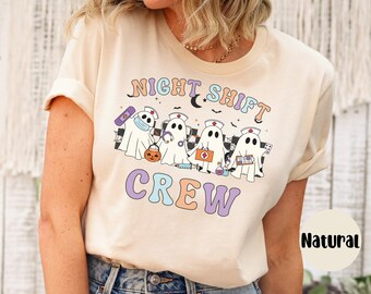Spooky Night Shift Squad Nurse Shirt Halloween Night Shift Crew tshirt Medical Ghost CNA Night Shift Crew t Shirt Night Shift Halloween Tees