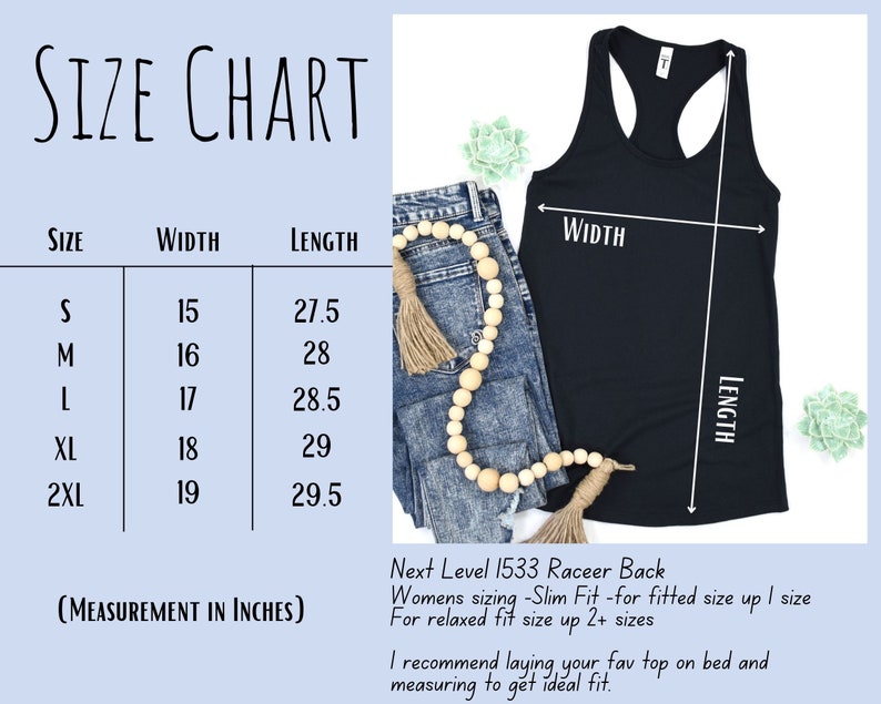Tank Top Size Chart