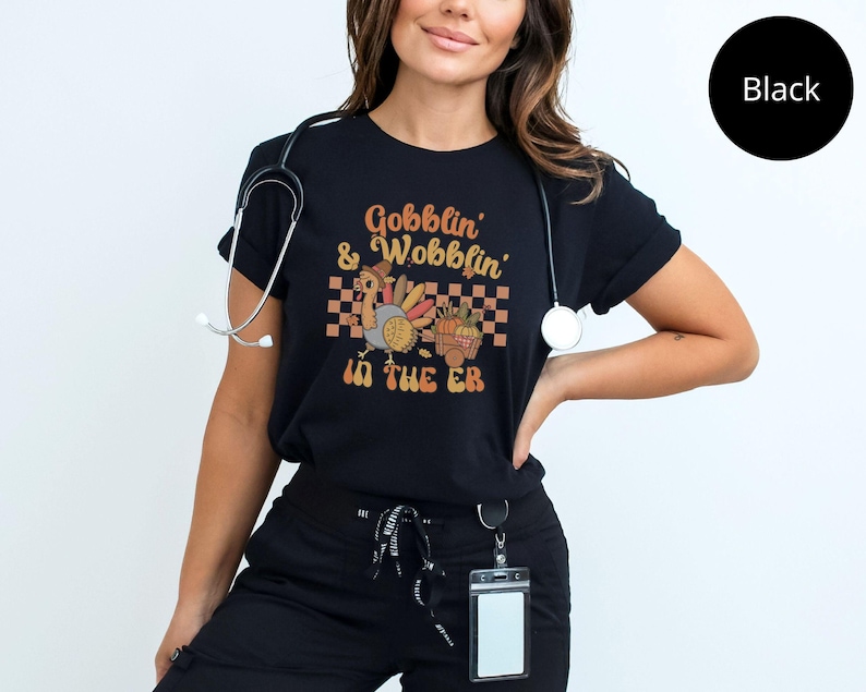 Thanksgiving Emergency Room Shirt For Turkey Day in Black