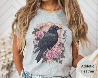 Coquette Raven Shirt Whimsigoth Raven Shirt Corvid Lover Shirt Gothic Raven Tshirt Witchy Shirt Academia Shirt Raven Light Academia Shirt