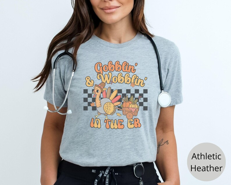 Thanksgiving Emergency Room Shirt For Turkey Day in Athletic Heather