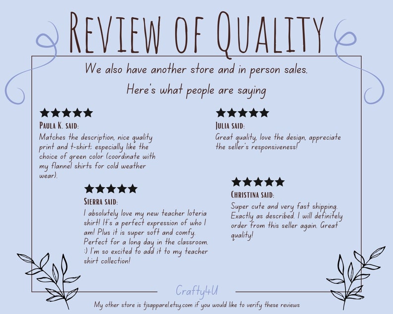 Reviews from previous customers