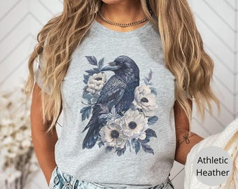 Whimsigoth Raven Shirt Gothic Raven Shirt Corvid Lover Shirt Boho Raven Tshirt Witchy Shirt Dark Academia Shirt Raven Goblincore Shirt