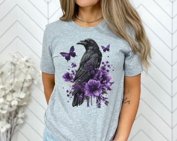 Whimsigoth Raven Shirt Gothic Raven Shirt Boho Crow Shirt Boho Raven Tshirt Witchy Shirt Dark Academia Evermore Shirt Raven Goblincore Shirt
