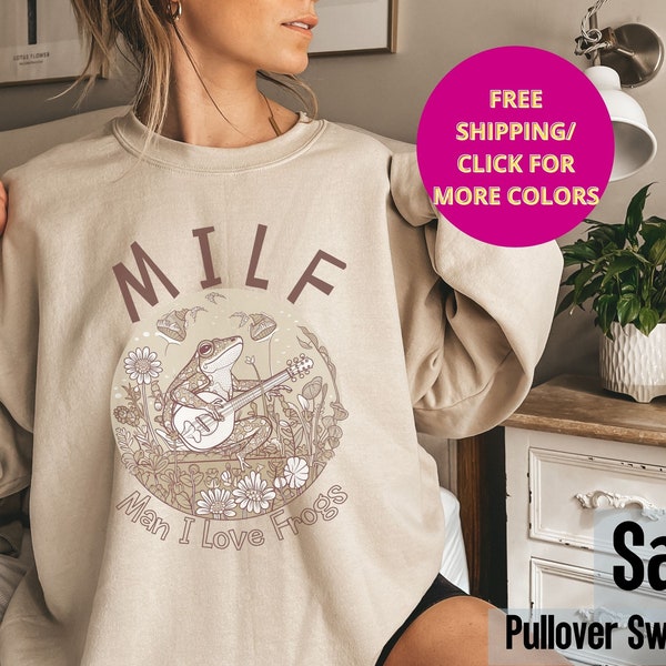Milf Frog Sweatshirt, Goblincore Sweater, Forestcore Shirt, Botanical Sweater, Froggy Sweater, Hippie Sweater, Witchy Hoodie, Gremlincore