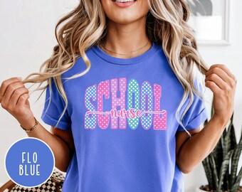 Preppy School Nurse Shirt Comfort Colors Nurse Office Tee Bright School RN TShirt Cute School Nurse Gift for Elementary Middle High School