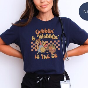 Thanksgiving Emergency Room Shirt For Turkey Day in Navy