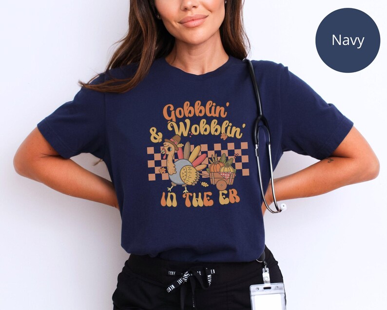 Thanksgiving Emergency Room Shirt For Turkey Day in Navy