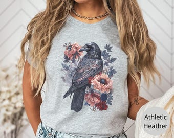 Whimsigoth Raven Shirt Gothic Raven Shirt Corvid Lover Shirt Boho Raven Tshirt Witchy Shirt Dark Academia Shirt Raven Goblincore Shirt