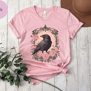 Whimsigoth Raven Shirt Gothic Raven Shirt Corvid Lover Shirt Boho Raven Tshirt Witchy Shirt Dark Academia Shirt Raven Goblincore Shirt
