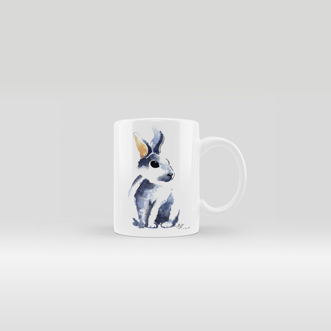 Mug Lapin Animal Tasse Bleu Assis Domestique Ferme Portrait