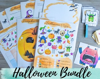 Halloween Educational Activity Bundle Laminated. Fall Preschool Activities. Halloween Activities. Halloween Printable. Toddler Busy Book.