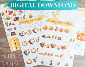 Thanksgiving Activity Bundle, Learning Games for Kids (Digital Download)