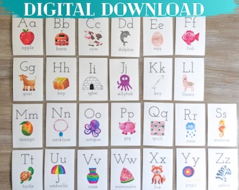 Alphabet Flashcards, Printable ABC Cards (Digital Download)