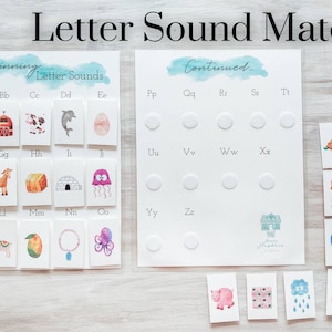 Sonidos iniciales, sonidos de letras, aprender a leer, plan de estudios preescolar, juego del alfabeto imprimible, juego de carpeta ocupada