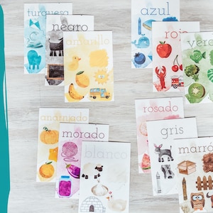 Spanish Color Flashcards Digital Download, Colors Spanish, Preschool Activity, Toddler Activity, Spanish Flashcards Printable